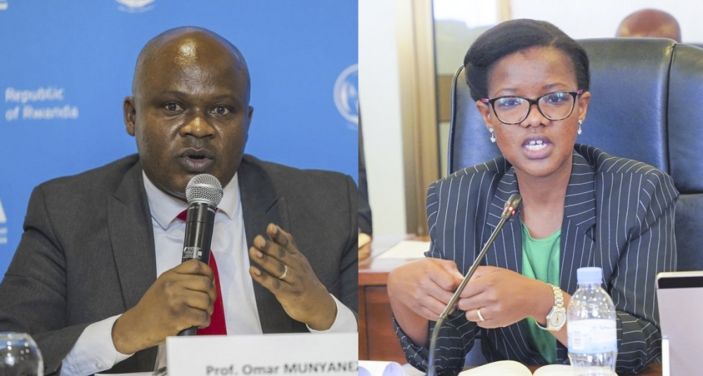 The former CEO of Water and Sanitation Corporation (WASAC) Omar Munyaneza  and Gisele Umuhumuza, Permanent Secretary at the Ministry of Infrastructure