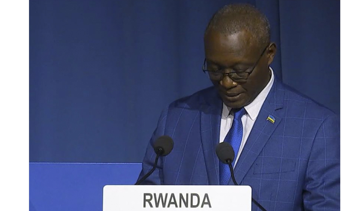 Fidel Ndahayo, Chief Executive Officer of the Rwanda Atomic Energy Board, speaks at the conference in Vienna on Wednesday, September 17. Courtesy