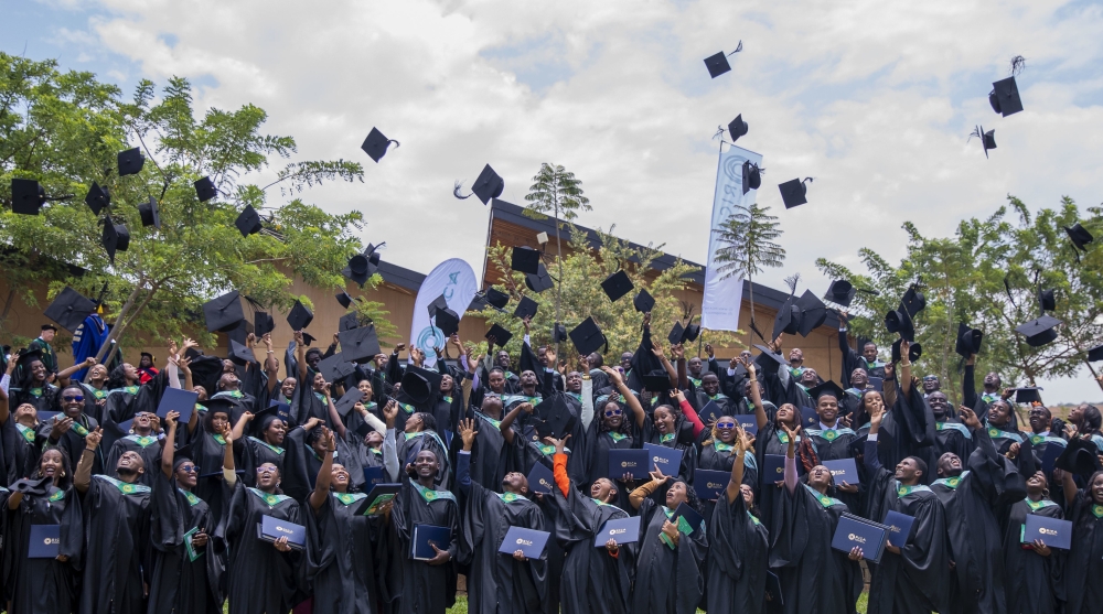Some of the 83 graduates celebrate during the RICA’s third graduation ceremony  from the Class of 2025 at the Bugesera campus on Friday, September 19. photo by Craish Bahiz