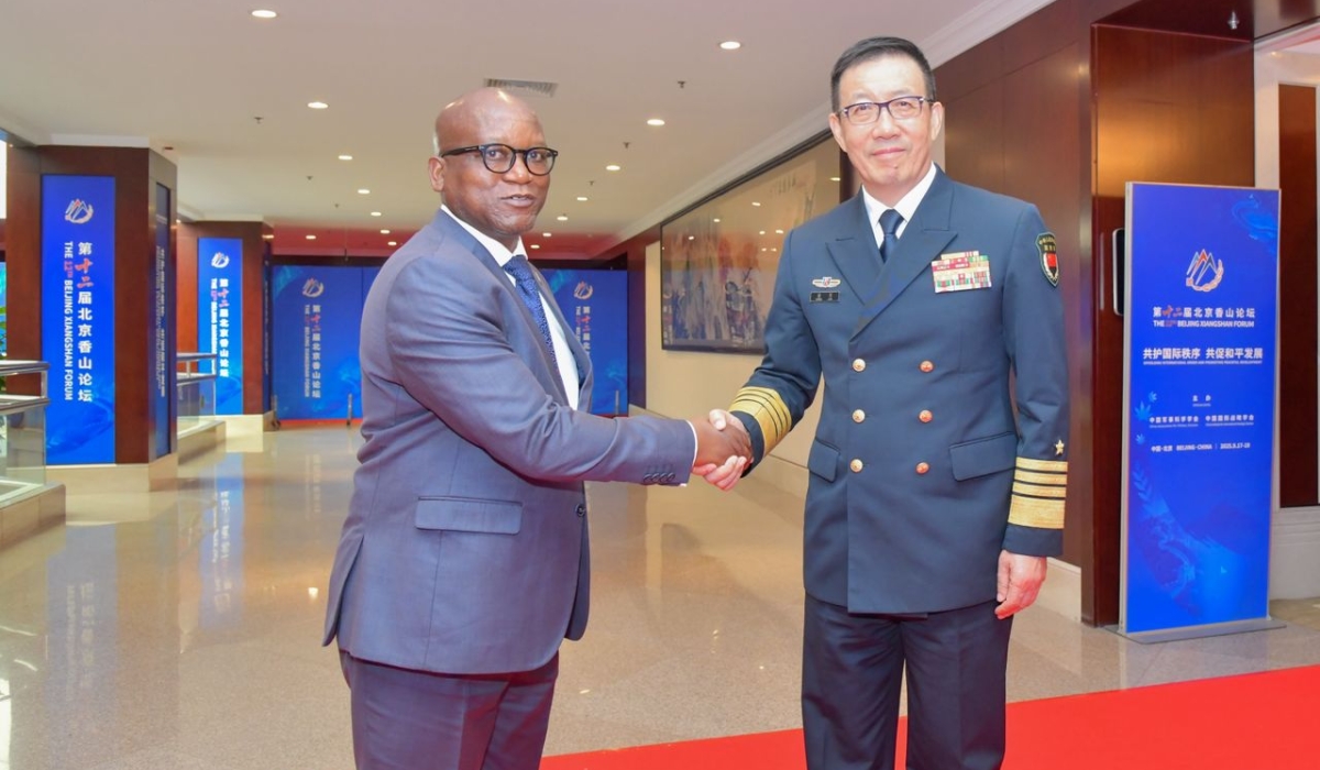 Marizamunda poses for a picture with his Chinese counterpart Gen. Dong Jun after signing an agreement on defence cooperation earlier this week on the sidelines of the summit. Photo by MoD media.