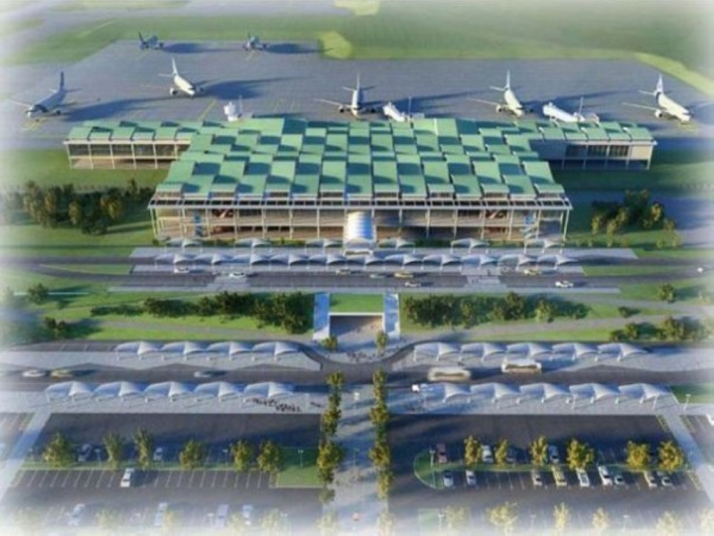 Artistic impression of the New Kigali International Airport under construction in Bugesera. The airport and the expansion of RwandAir constitute large investments expected to increase Rwanda&#039;s borrowing in the medium term (courtesy)