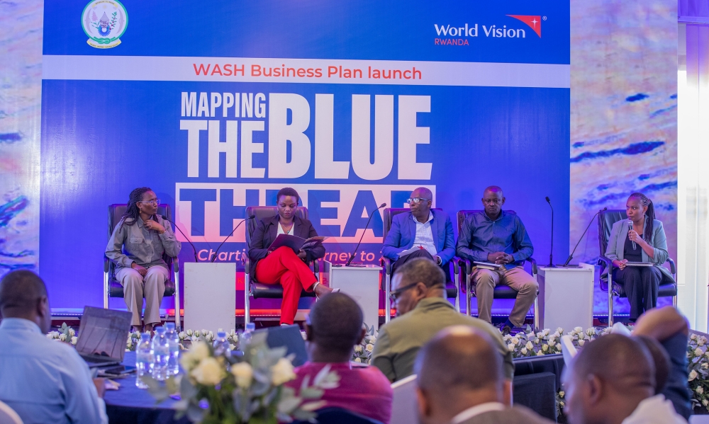 Panelists engage in discussion as World Vision Rwanda launched a new five-year Water, Sanitation, and Hygiene (WASH) business plan to be implemented from 2026 to 2030. Craish Bahizi