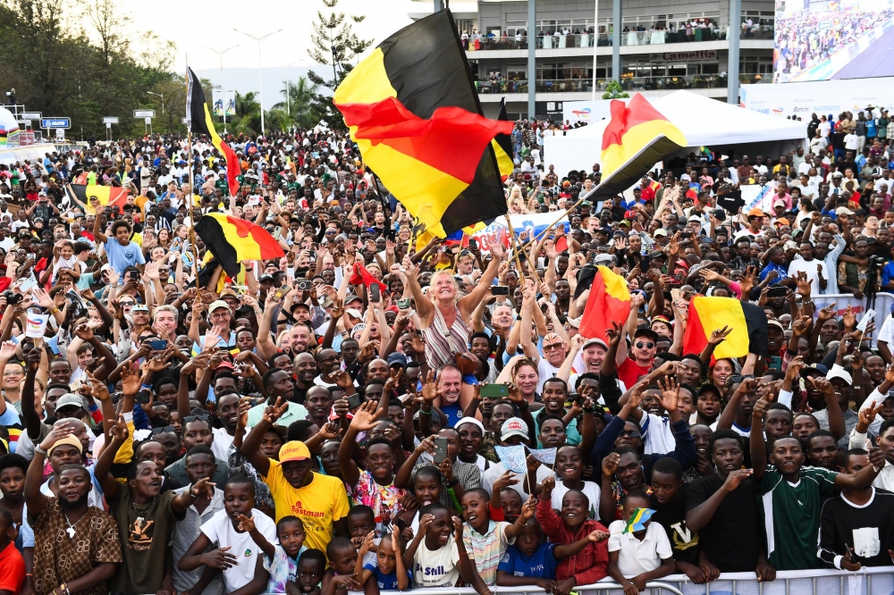 Thousands of cycling fans gather at the Kigali Convention Centre to watch the UCI Road World Championships on Sunday, September 21. Photo by Dan Gatsinzi