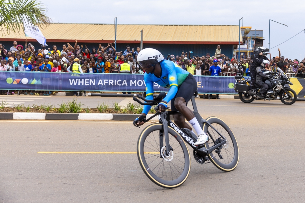 Hundreds of fans captured at Gahanga while cheering on Team Rwanda&#039;s Etienne Tuyizere.