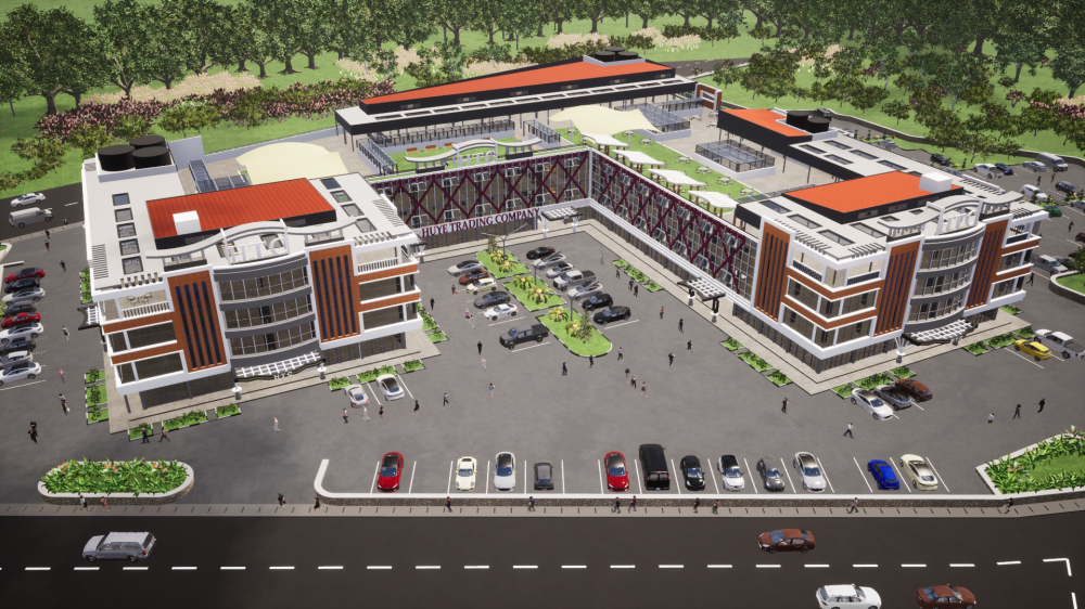 Artistic impression of the Huye Business Mall under construction (courtesy).
