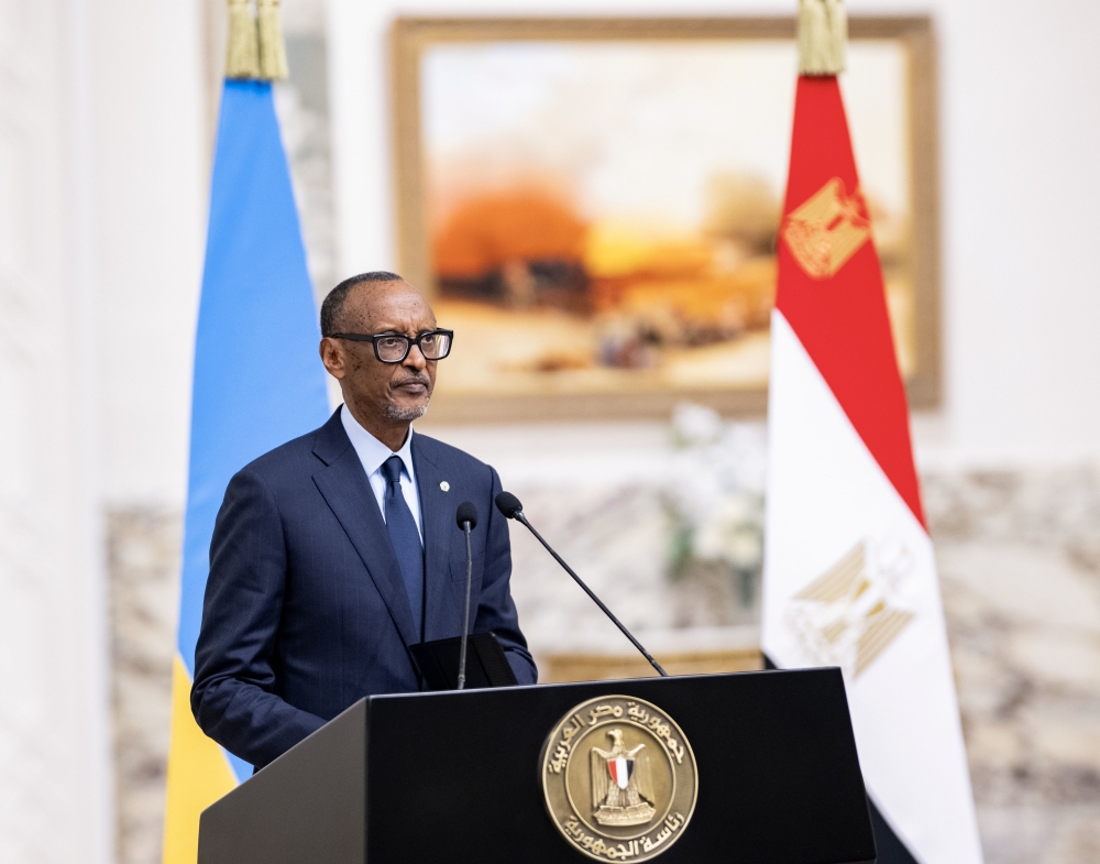 President Paul Kagame delivers his remarks during his visit to Egypt on Tuesday, September 23. Photo by Village Urugwiro 