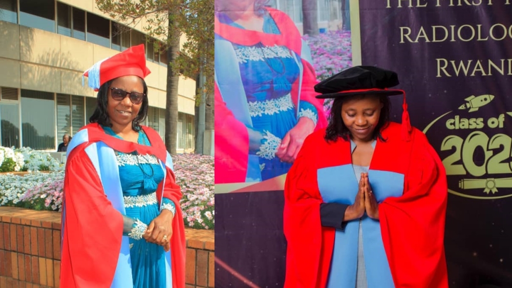 Rwanda’s first PhD radiologist  Dr. Theonille Mukabagorora poses for a photo at the graduation ceremony. Courtesy