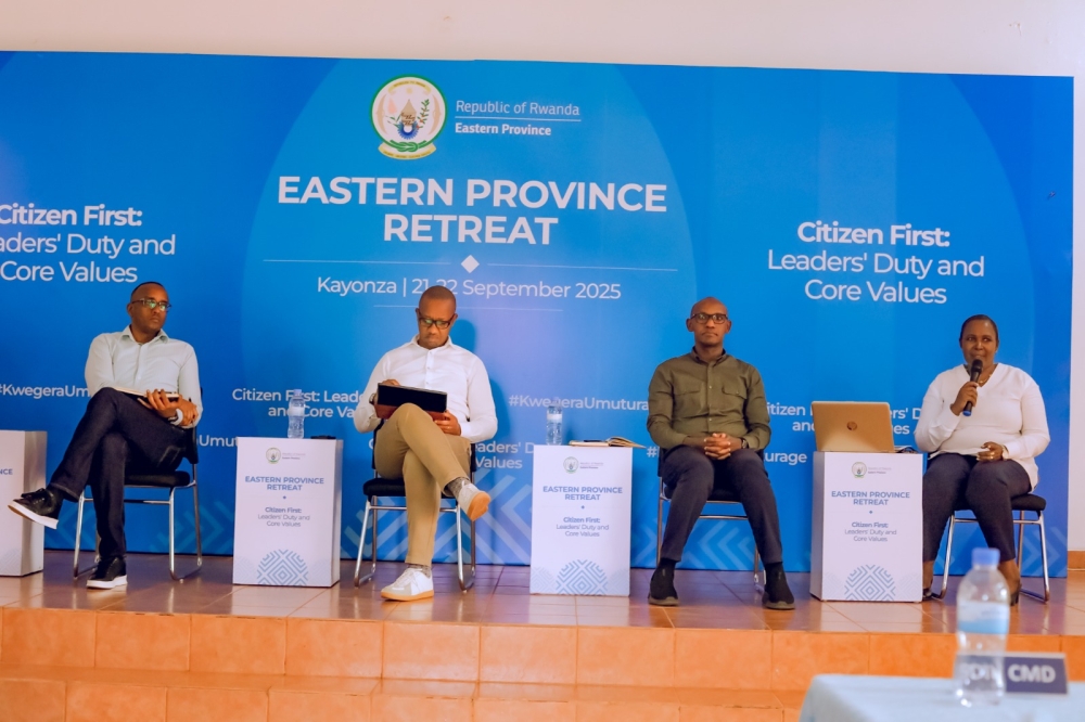 A panel discussion takes place during the Eastern Province Retreat held in Kayonza on September 21-22, 2025.