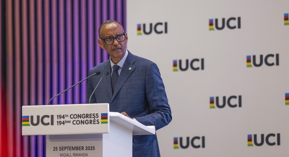 President Paul Kagame delivers his remarks at the 194th UCI Congress on Thursday, September 25, in Kigali. Photos by Village Urugwiro