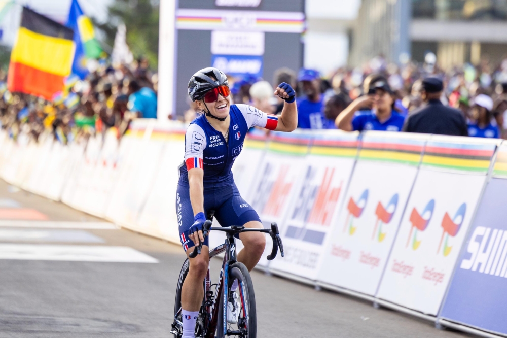 Célia Gery at the finish line. PHOTOS BY OLIVIER MUGWIZA