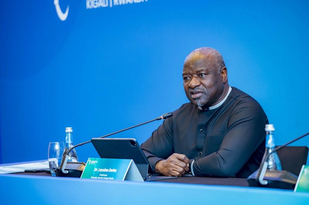 Lassina Zerbo, Chairman of the Board of Directors at Rwanda Atomic Energy Board, speaks in a meeting on the sidelines of the World Atomic Week in Russia on Thursday, September 25. Courtesy