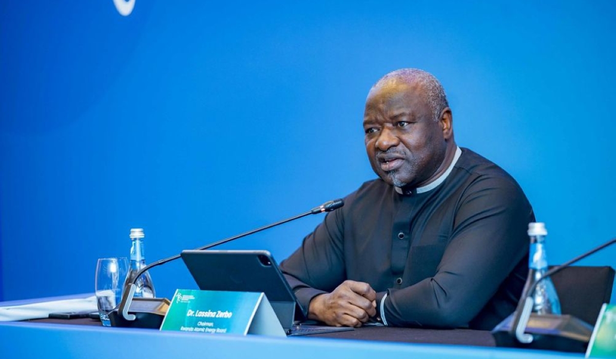 Lassina Zerbo, Chairman of the Board of Directors at Rwanda Atomic Energy Board, speaks in a meeting on the sidelines of the World Atomic Week in Russia on Thursday, September 25. Courtesy