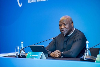 Lassina Zerbo, Chairman of the Board of Directors at Rwanda Atomic Energy Board, speaks in a meeting on the sidelines of the World Atomic Week in Russia on Thursday, September 25. Courtesy