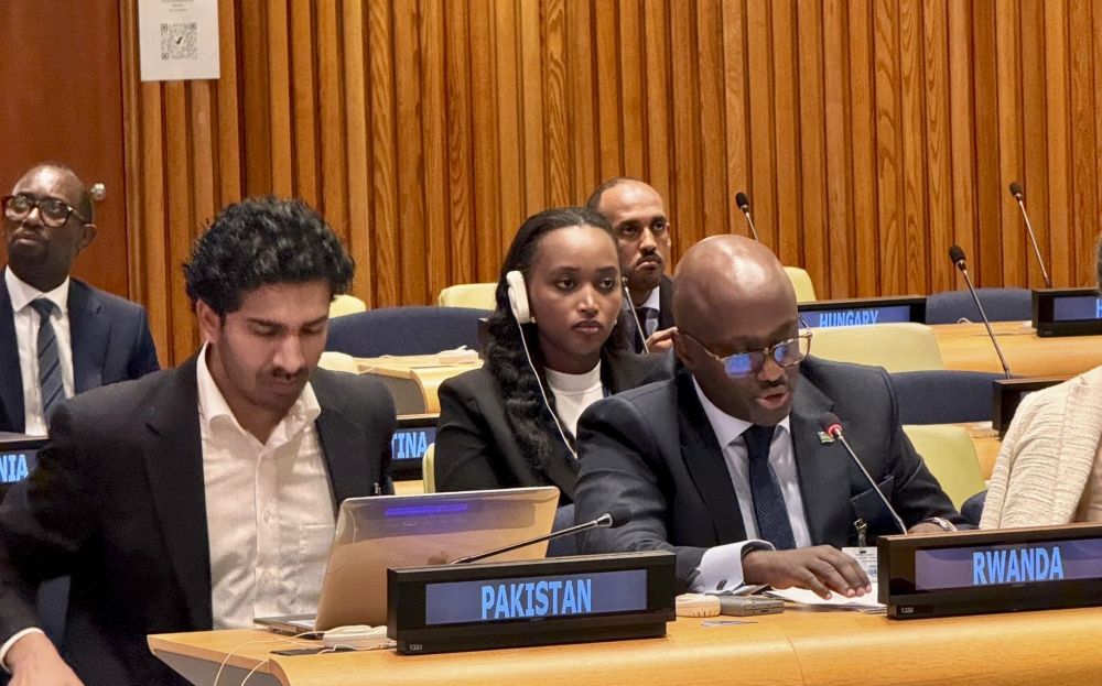 Olivier Nduhungirehe, the Minister of Foreign Affairs and International Cooperation speaks at the 80th Session of the United Nations General Assembly in New York on Thursday, September 25.