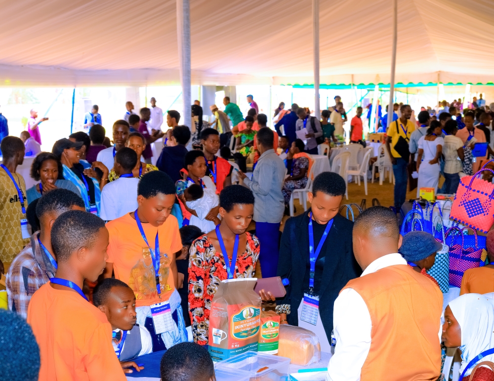 Participants and visitors at a job fair in Kirehe District.