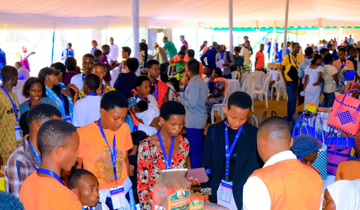 Participants and visitors at a job fair in Kirehe District.