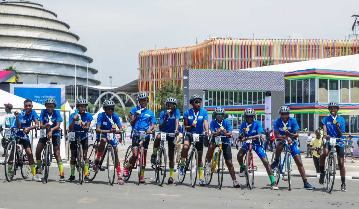 Bike for Future team&#039;s cyclists during the social ride at the UCI