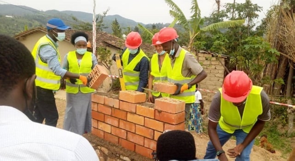 Officials lay a foundation stone to a construction project of a health centre  in Rutsiro. The district has announced the suspension issuing of the construction permit