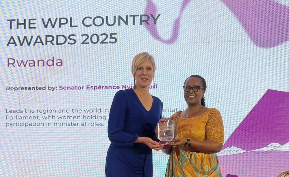The WPL Country Award for Rwanda was received by Senator  Esperance Nyirasafari.