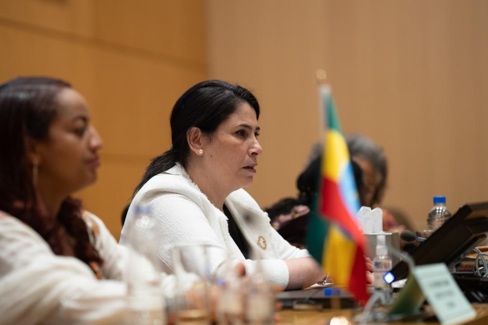 AU Commission Deputy Chairperson, Amb. Selma Malika Haddadi, delivers remarks at the Joint Meeting of Health Ministers from Africa and the Caribbean. Courtesy
