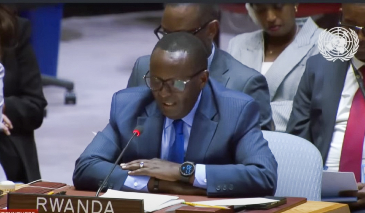 Rwanda’s Permanent Representative to the United Nations, Amb. Martin Ngoga addresses the UN Security Council  on Tuesday, September 30. COURTESY