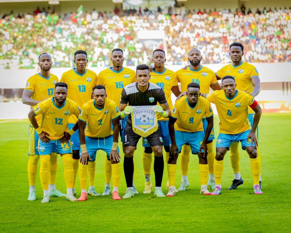 Rwanda National Team players before a game against Nigeria.