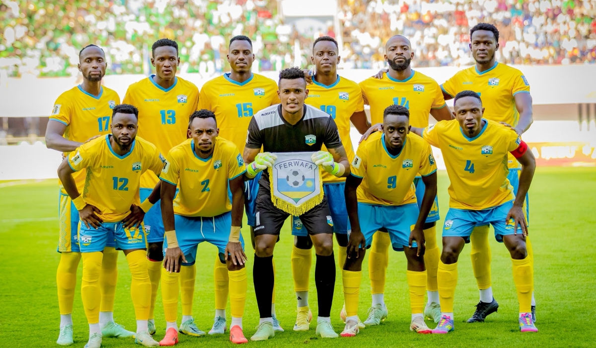 Rwanda National Team players before a game against Nigeria.