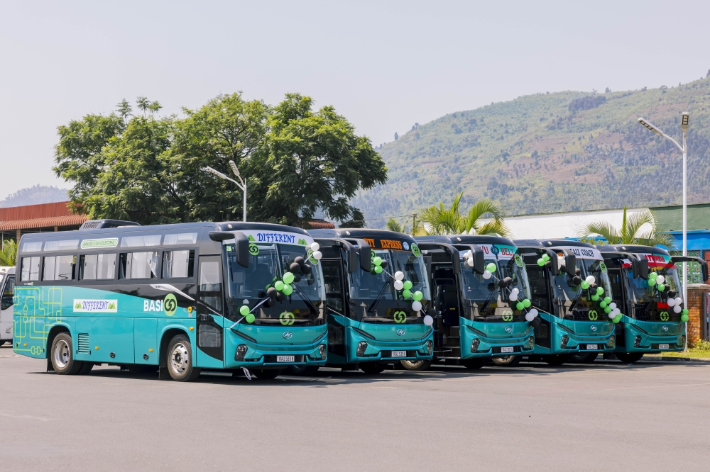 Some of the electric coaches that work upcountry in public transport. Rwanda’s ambition to electrify 20 per cent of bus fleet by 2030 is both bold and timely. Germain Nsanzimana