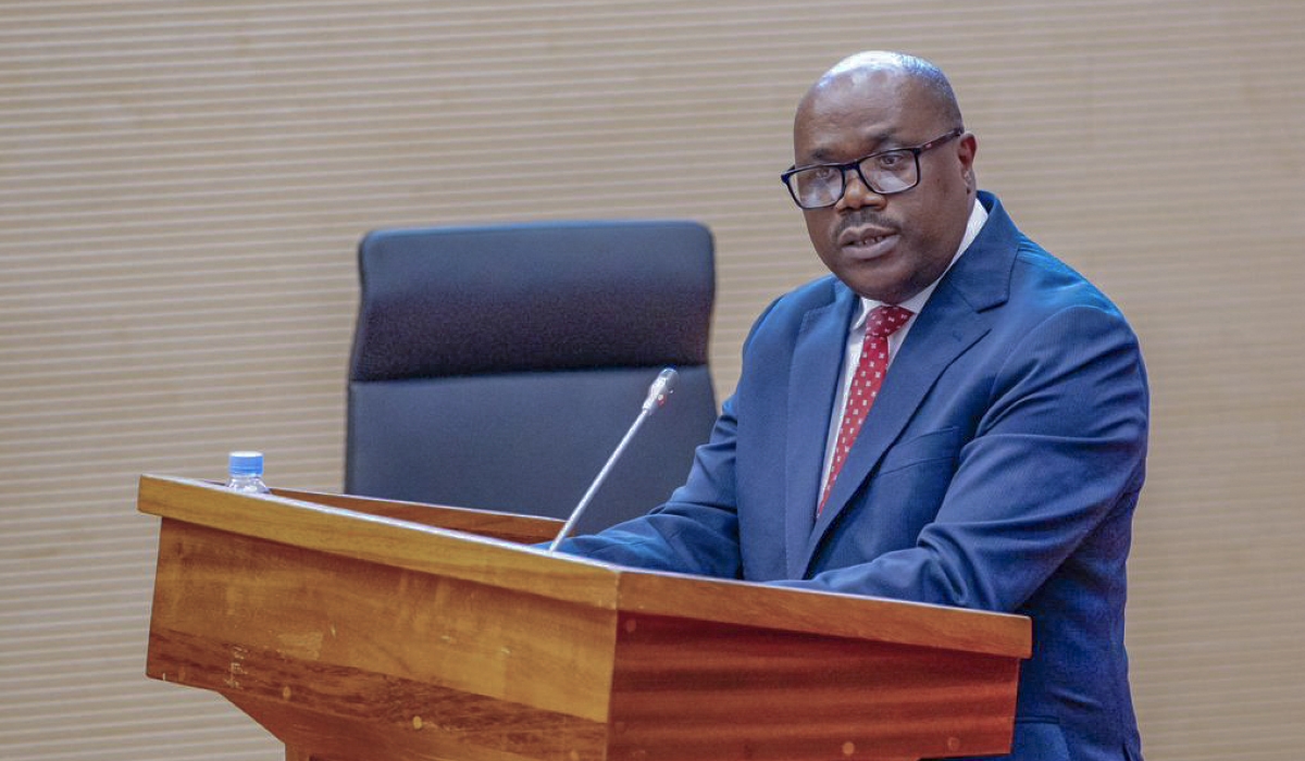 Prime Minister Junstin Nsengiyumva addresses a joint plenary session of both chambers of Parliament, on October 2. Courtesy