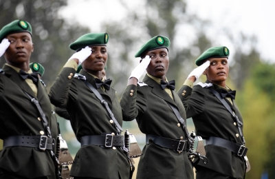 Some new officers during a parade at the passing-out ceremony of the 12th intake of Officer Basic Training, at Rwanda Military Academy in Gako on Friday, October 3. Among the 1,029 newly commissioned Rwanda Defence Force officers, 117 are women. All photos by Dan Gatsinzi