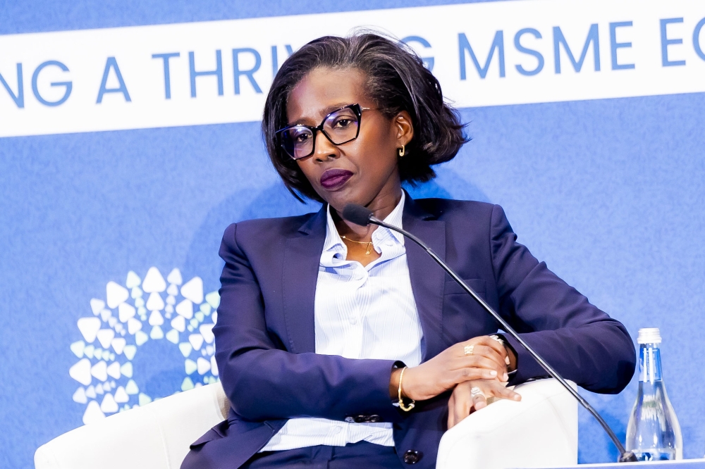 ECOBANK CEO Carine Umutoni speaks during a pannel discussion ECOBANK CEO Carine Umutoni speaks during a pannel discussion