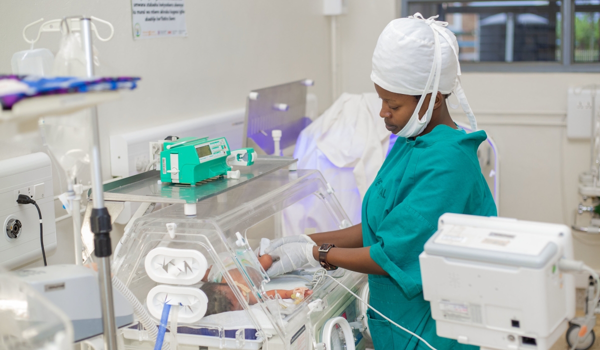A nurse tends to a baby at Kibungo Hospital in Ngoma District. Courtesy