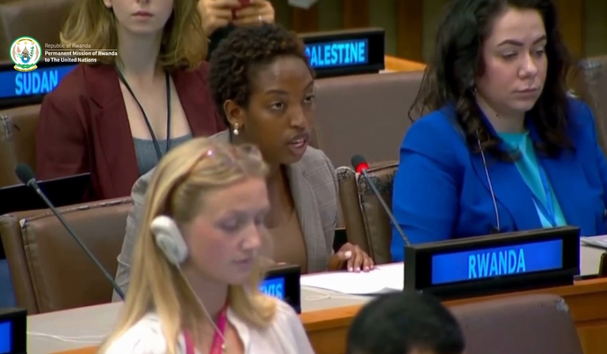 Flavia Umulisa, the Second Counsellor at Rwanda&#039;s Permanent Mission to the UN, delivers the national statement at the third Committee on Social, Humanitarian, and Cultural Issues during the 80th Session of the United Nations General Assembly.