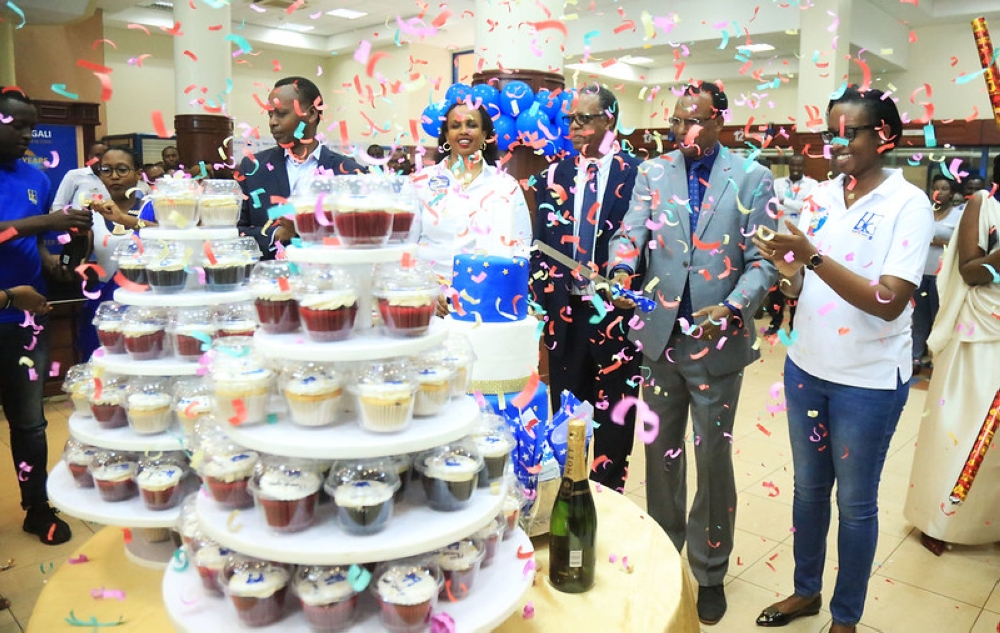 Bank of Kigali officials and customers during the celebration of Customer Service Week. File