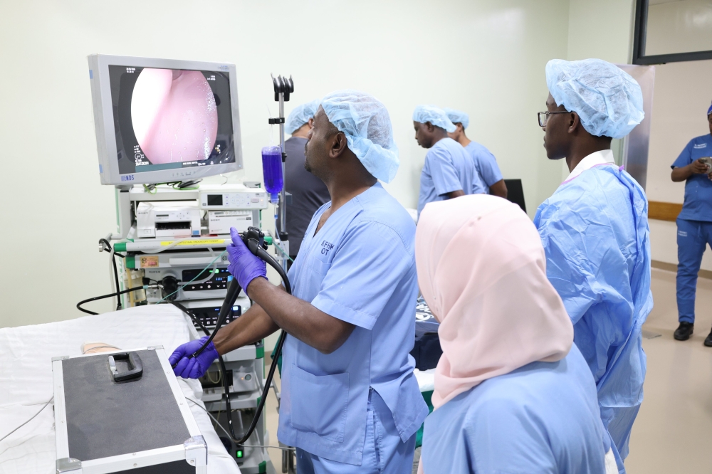 Doctors at King Faisal Hospital take part in the East African Postgraduate GI endoscopy course and colonoscopy TCT program. Courtesy Photo