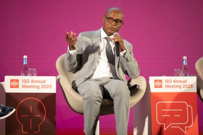 Minister of Agriculture and Animal Resources, Mark Cyubahiro Bagabe speaking at a session titled Cultivating Change Youth, Tech and the Future of Agriculture on Tuesday, October 7. Photos by Craish Bahizi.