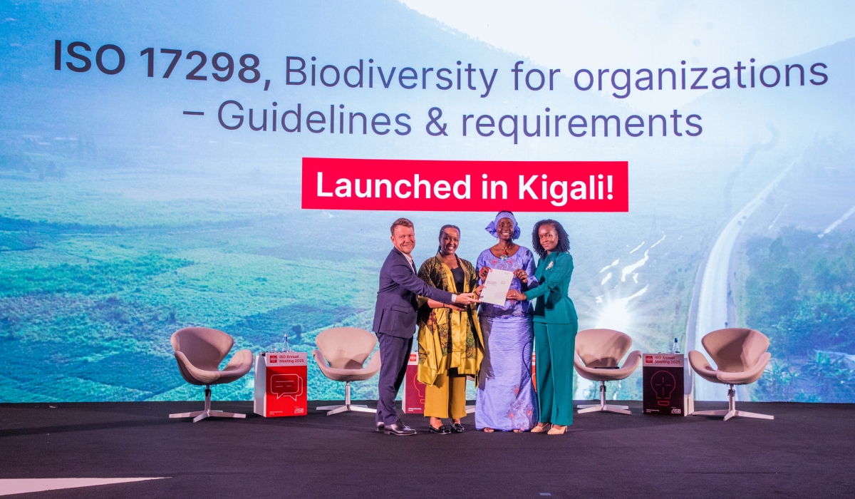 Officials during introduction of ISO 17298 Biodiversity for Organizations Guidelines and Requirements during the International Organization for Standardization (ISO) Annual Meeting 2025 in Kigali. Craish BAHIZI