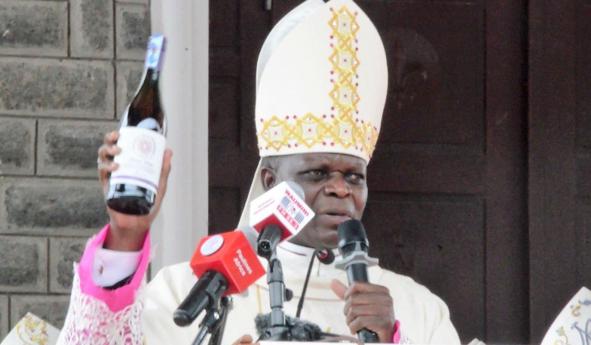The Kenyan Catholic Church has Archbishop Maurice Muhatia Makumba urges priests to source new wine from authorised outlets. BBC photo