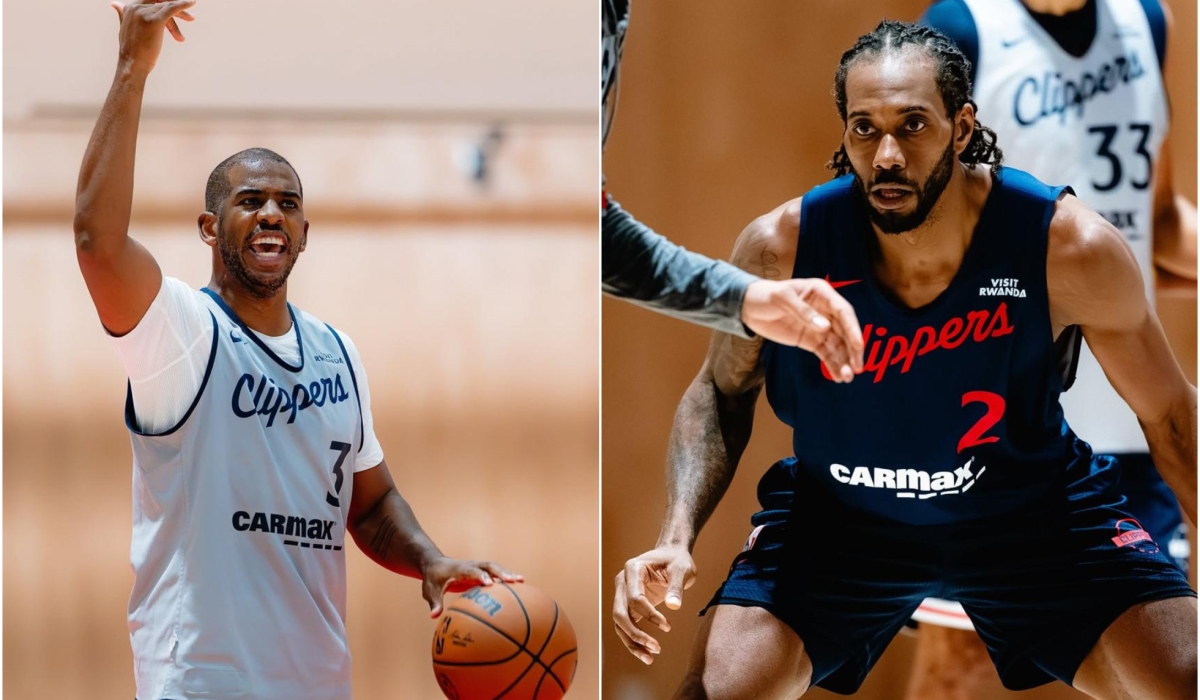 Veteran point guard Chris Paul and Kawhi Leonard are part of the LA Clippers  preparing for what will be their forst season of the NBA wearing Visit Rwanda patch-Photo by LA Clippers Instagram