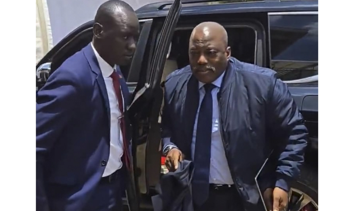 Former DR Congo President Joseph Kabila arrives in Nairobi to meet opposition leaders on Tuesday, October 14. Courtesy