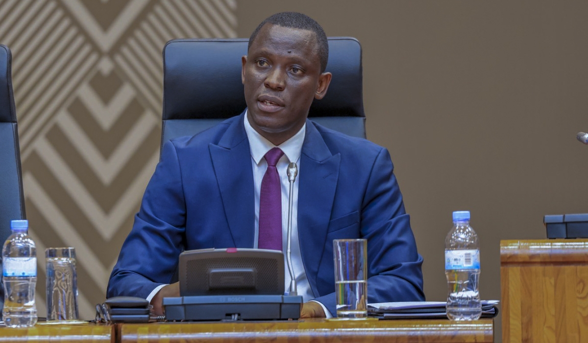 The Minister of Local Government,  Dominique Habimana,  addresses Members of parliament on Tuesday, October 14. Courtesy