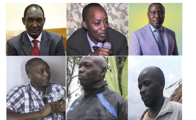 CLOCKWISE: Faustin Kayumba Nyamwasa, Theogene Rudasingwa, Thomas Nahimana, Maj Gen Pacifique Ntawunguka, Lt Gen Gaston Iyamuremye, Maj Robert Higiro.