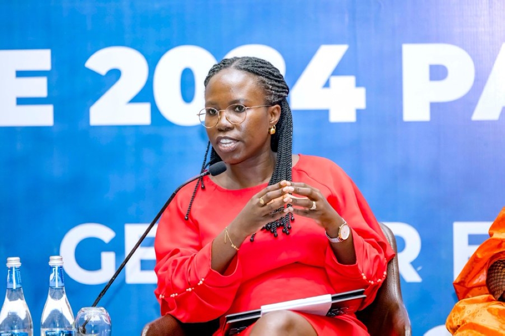 NLA Director General Marie Grace Nishimwe speaks during a meeting in 2024.