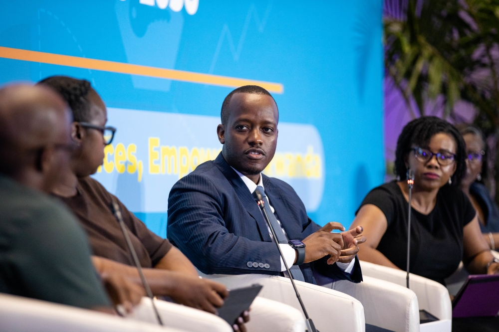 RSSB Chief Executive Officer Regis Rugemanshuro speaks at the   launch of the Financial Sector Development Strategy  on Thursday, October 16. Photo by Dan Gatsinzi