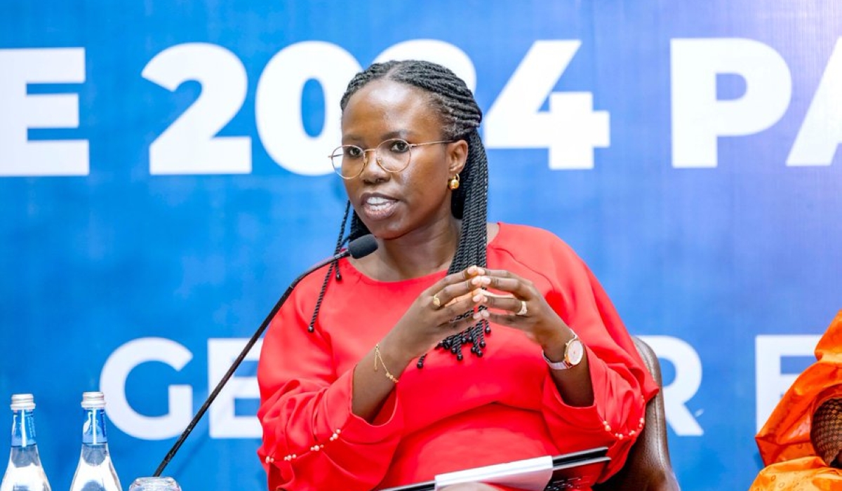 NLA Director General Marie Grace Nishimwe speaks during a meeting in 2024.