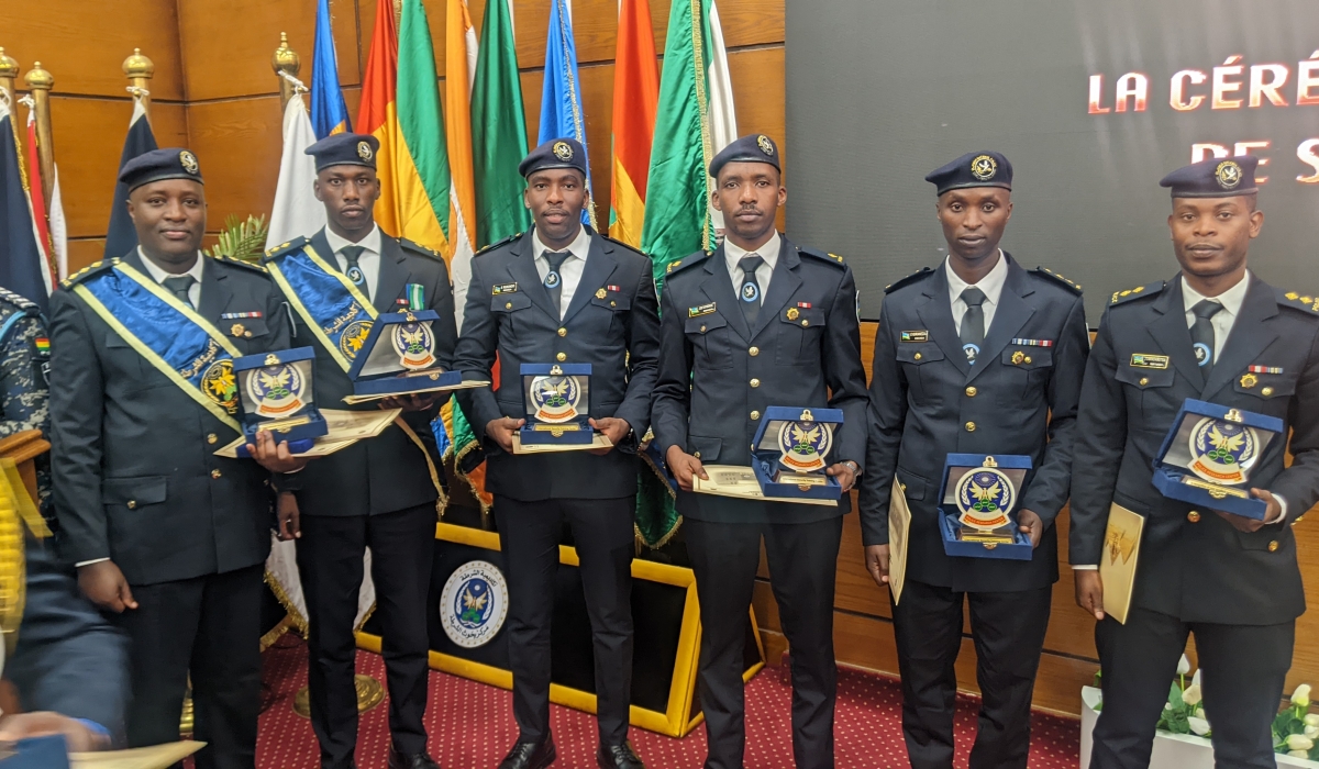 Rwanda National Police officers who completed eight-week professional training programmes at the Egyptian Police Academy. Courtesy