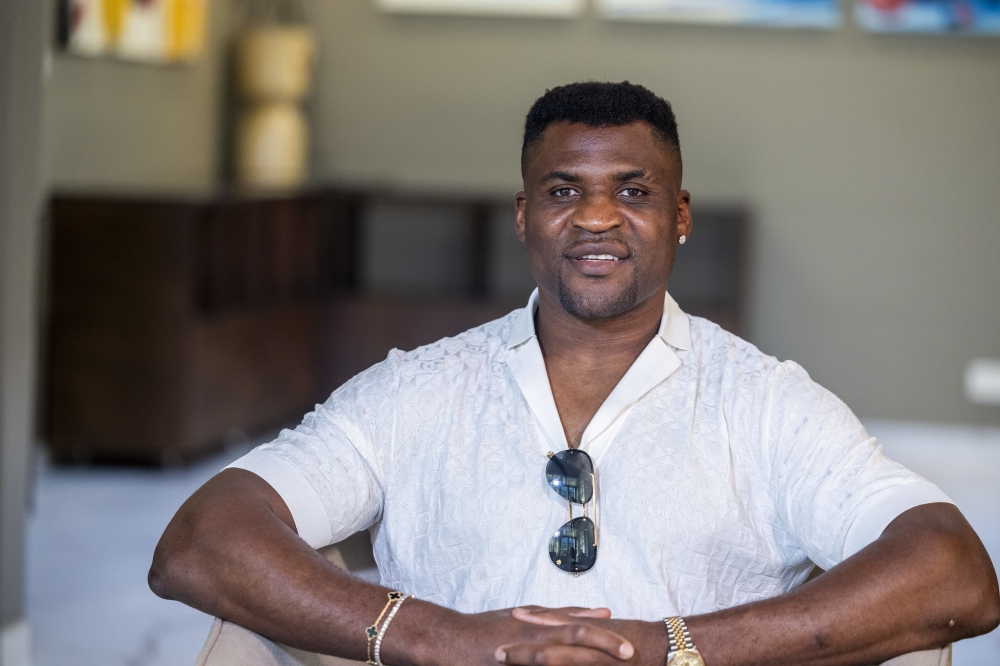 Cameroon-born fighter and Professional Fighters League (PFL) Africa Chairman Francis Ngannou during the interview in Kigali on Friday, October 17. Olivier Mugwiza