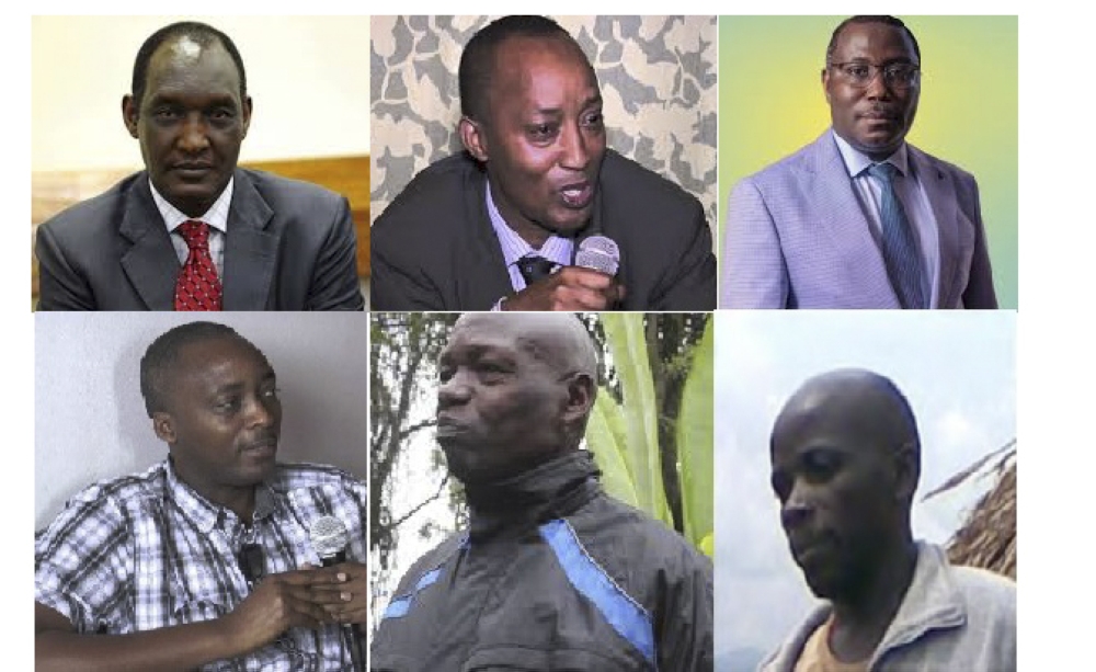 The newly sanctioned people.(CLOCKWISE) Faustin Kayumba Nyamwasa, Theogene Rudasingwa, Thomas Nahimana, Maj Gen Pacifique Ntawunguka, Lt Gen Gaston Iyamuremye, Maj Robert Higiro.