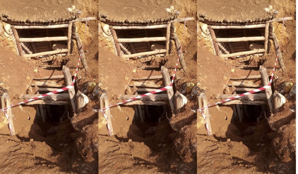 A view of a collapsed mining site that killed three people, in Rutsiro District,  on Sunday, October 19. Courtesy