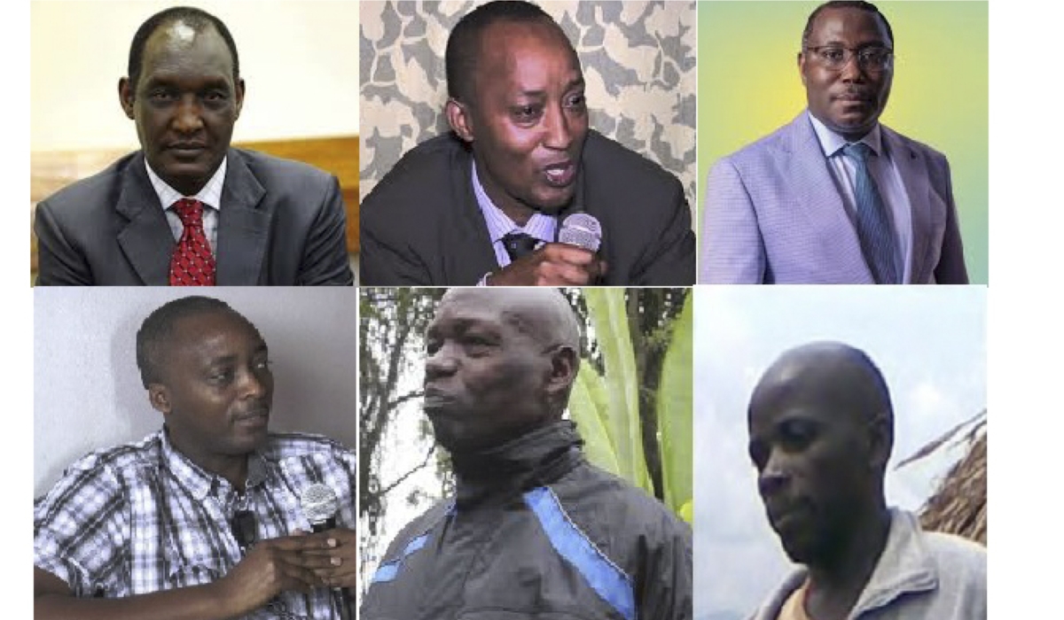 The newly sanctioned people.(CLOCKWISE) Faustin Kayumba Nyamwasa, Theogene Rudasingwa, Thomas Nahimana, Maj Gen Pacifique Ntawunguka, Lt Gen Gaston Iyamuremye, Maj Robert Higiro.